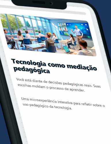 Profissional utilizando app educacional no celular